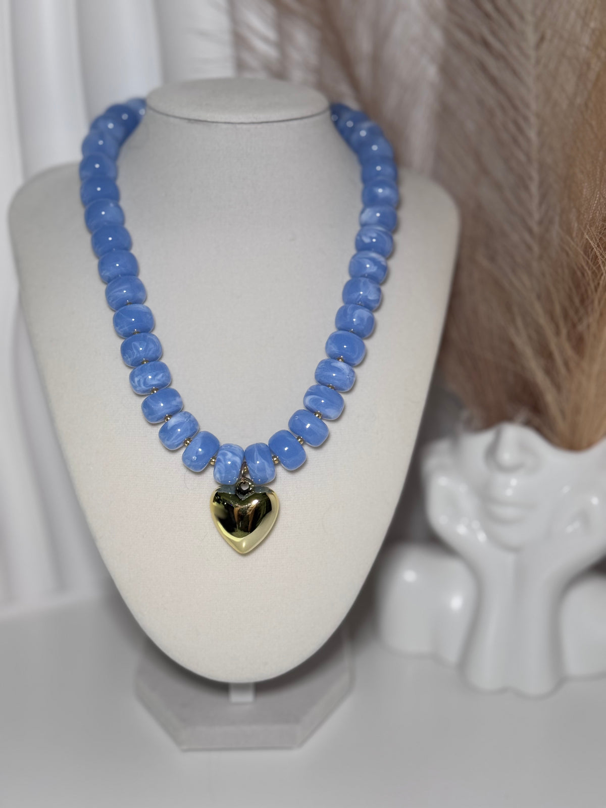 Daylux Riviera Collection | Beaded Heart Necklace for Women | Adjustable Statement Necklace