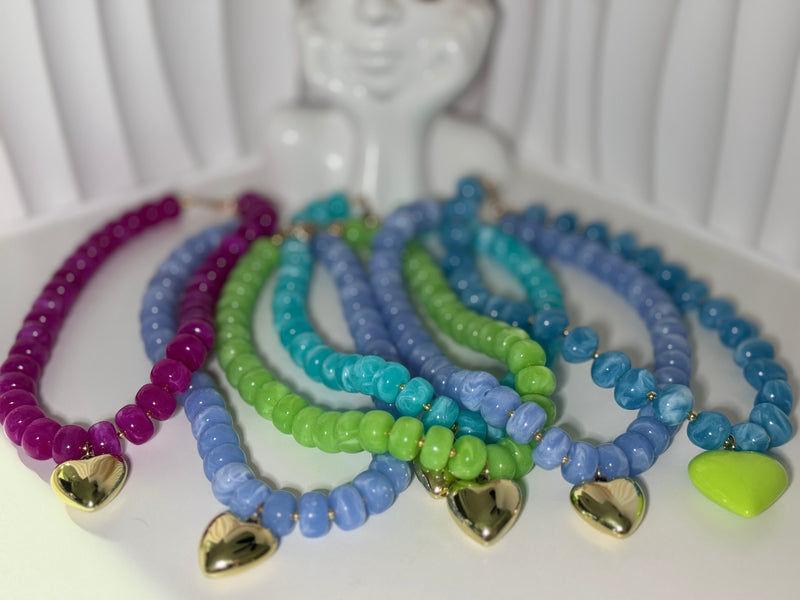 Daylux Riviera Collection | Beaded Heart Necklace for Women | Adjustable Statement Necklace