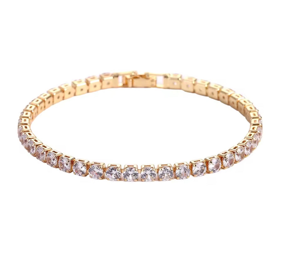 18K Gold Plated Tennis Bracelet | 2.5mm, 3mm and  4mm CZ