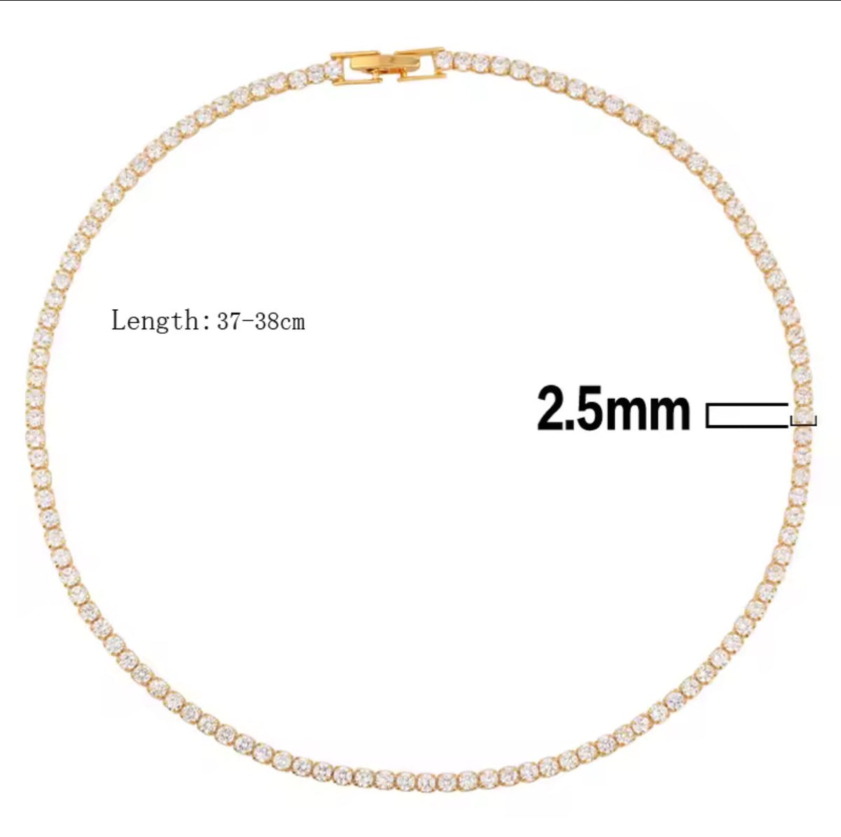 18K Gold Plated Tennis Necklace | Available in 2.5mm & 5mm