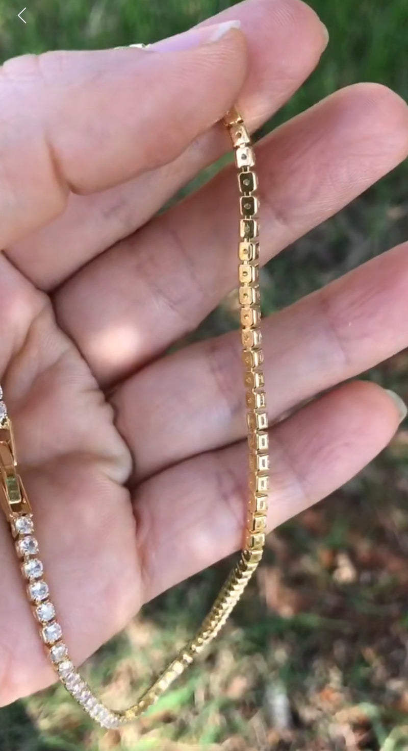 18K Gold Plated Tennis Necklace | Available in 2.5mm & 5mm