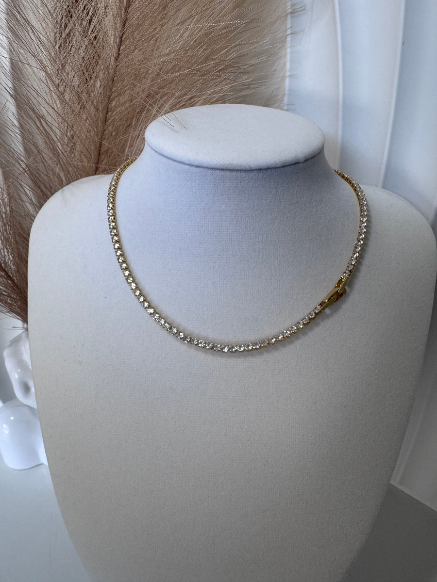 18K Gold Plated Tennis Necklace | Available in 2.5mm & 5mm