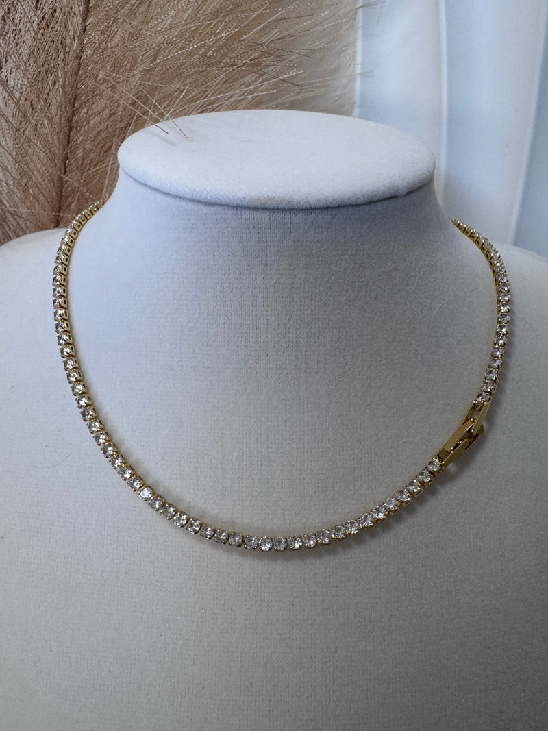 18K Gold Plated Tennis Necklace | Available in 2.5mm & 5mm