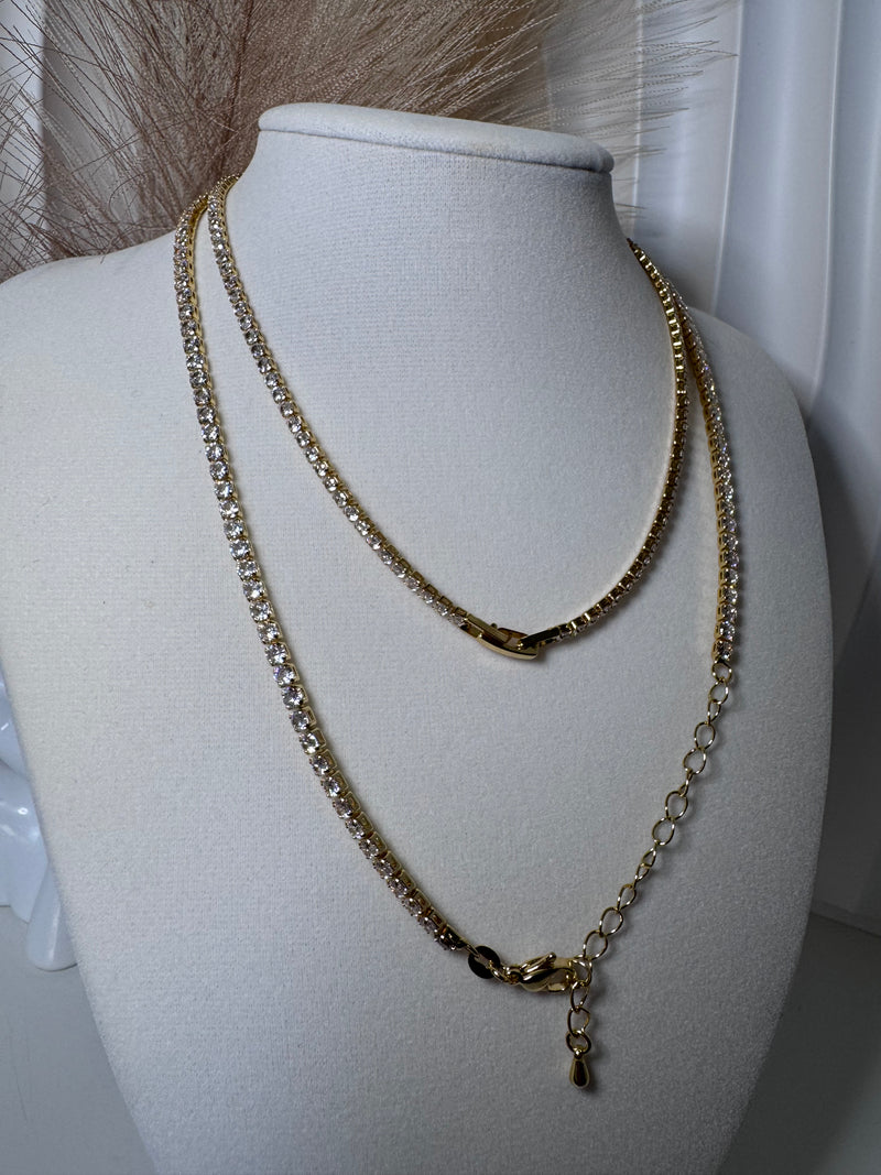 18K Gold Plated Tennis Necklace | Available in 2.5mm & 5mm