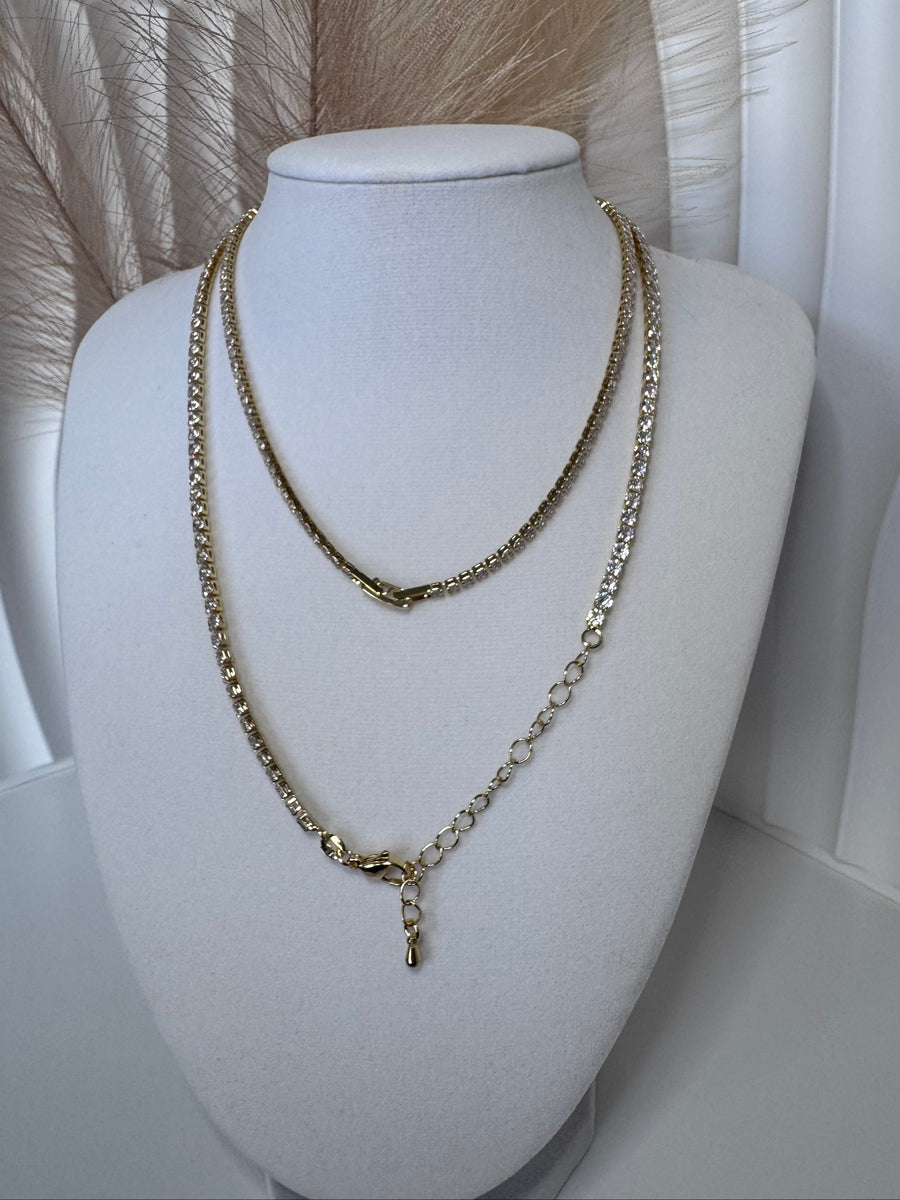 18K Gold Plated Tennis Necklace | Available in 2.5mm & 5mm