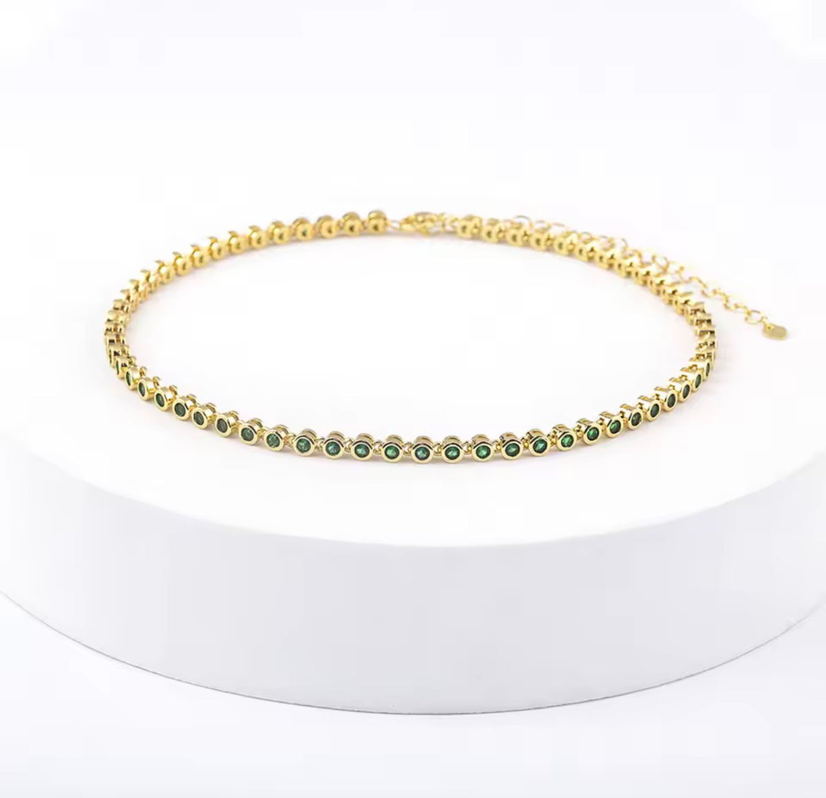 18K Gold Plated Colorful Tennis Necklace | Clear, Green & Multicolor CZ