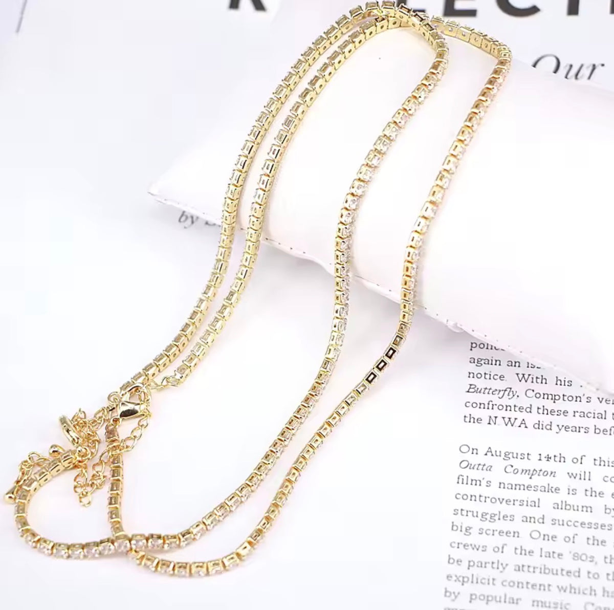 18K Gold Plated Tennis Necklace | Available in 2.5mm & 5mm