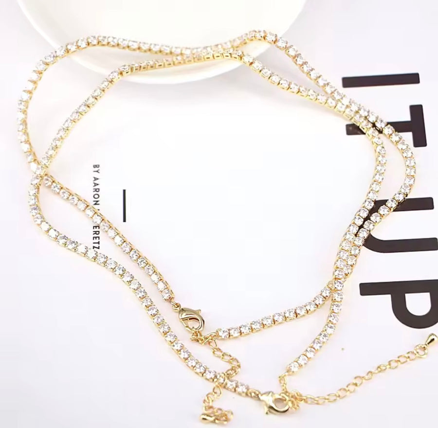 18K Gold Plated Tennis Necklace | Available in 2.5mm & 5mm