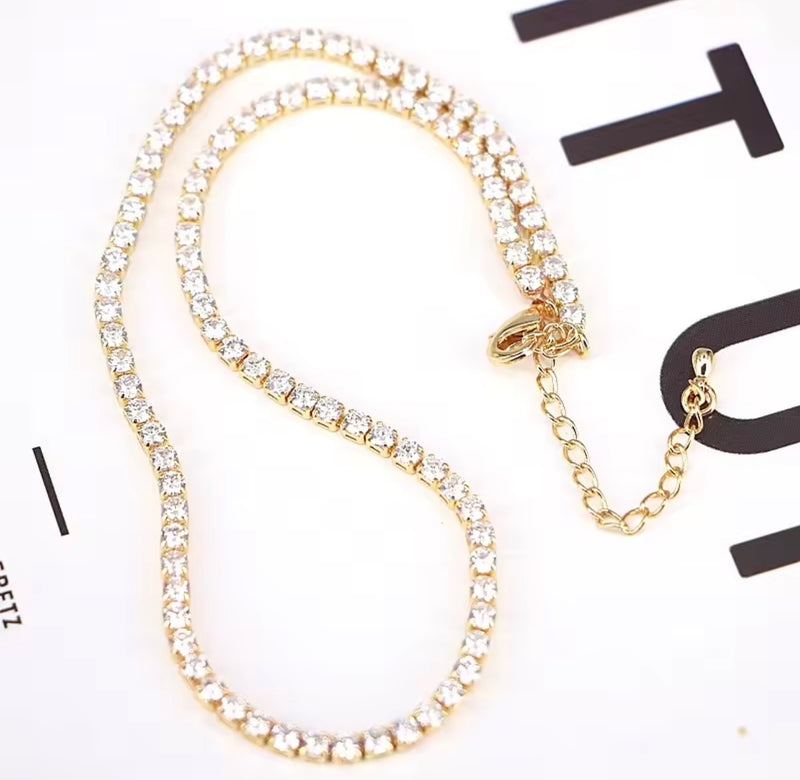 18K Gold Plated Tennis Necklace | Available in 2.5mm & 5mm
