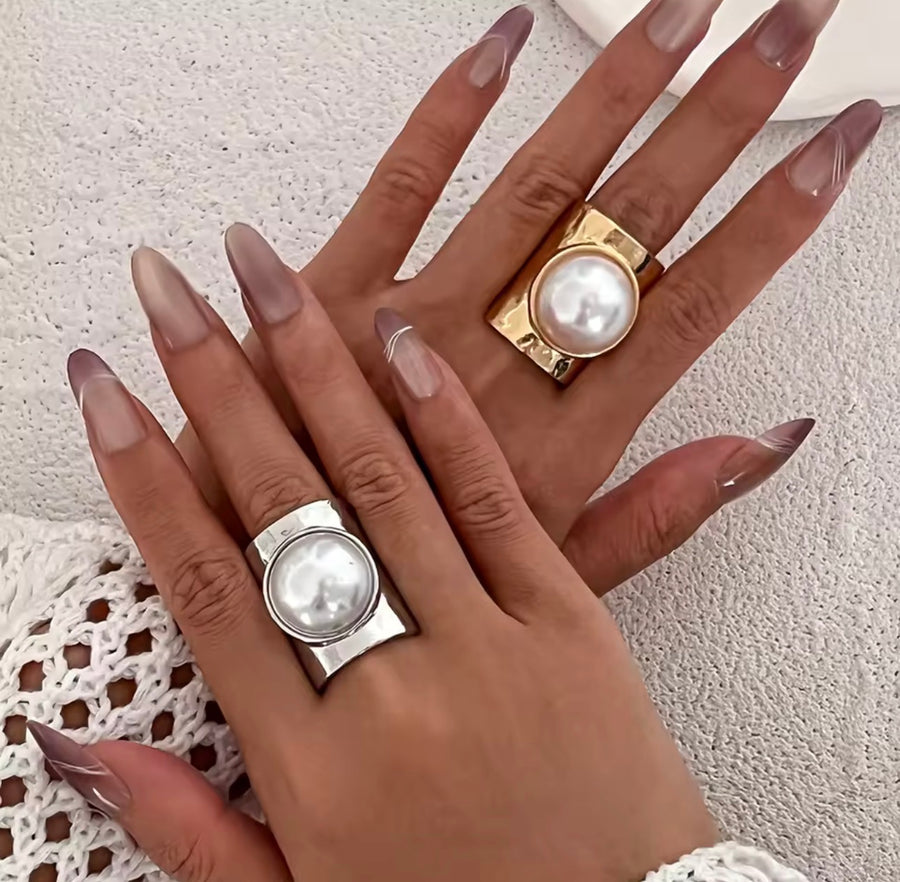 Pearl Statement Ring  Gold AND  Silver
