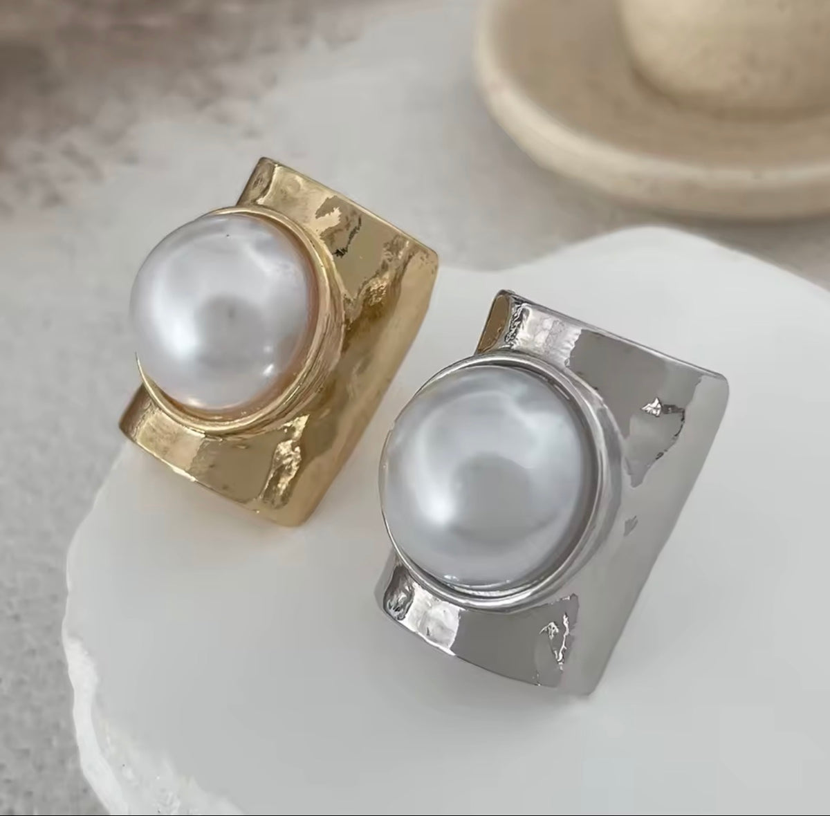 Pearl Statement Ring  Gold AND  Silver