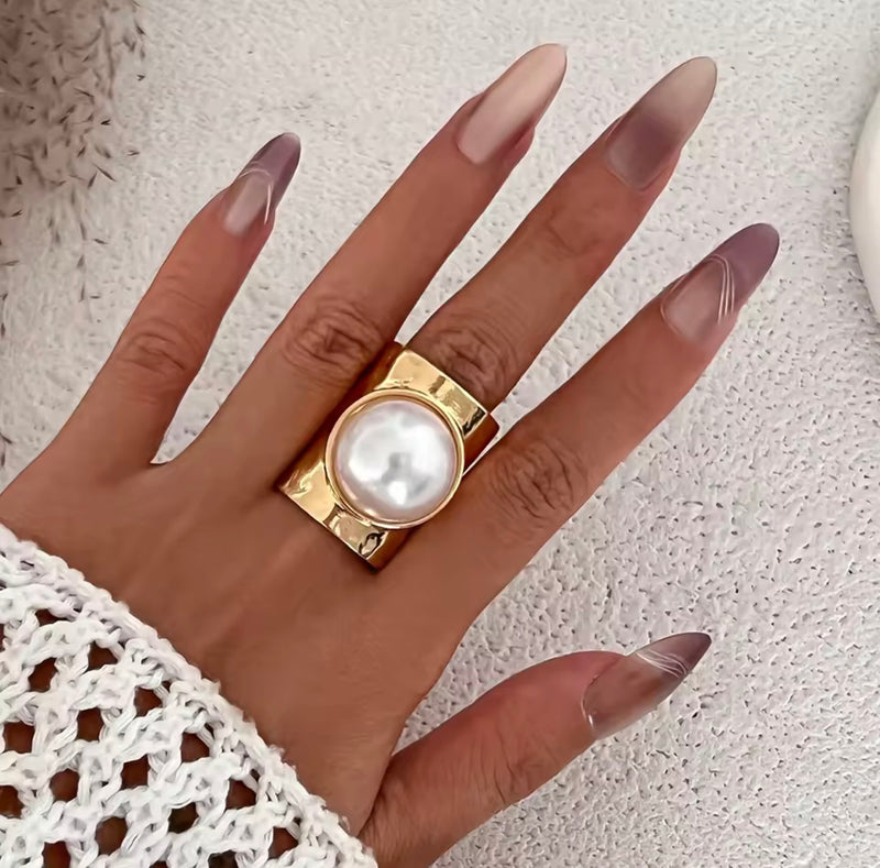 Pearl Statement Ring  Gold AND  Silver
