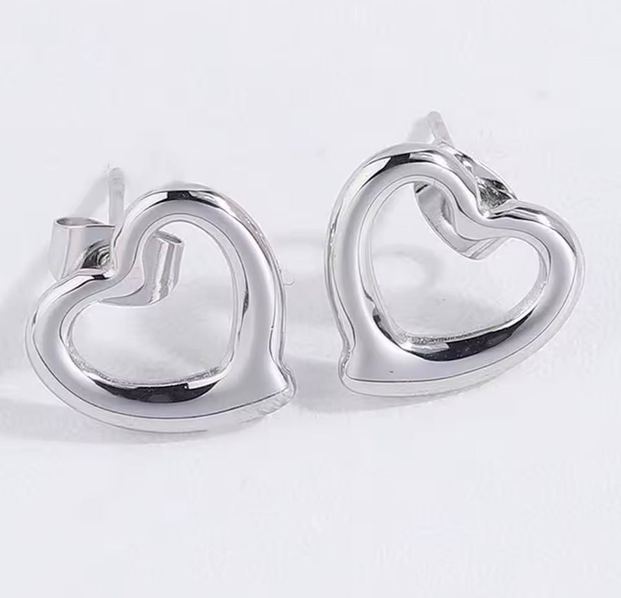 Stainless Steel Open Heart Jewelry Set – Necklace, Bracelet & Earrings