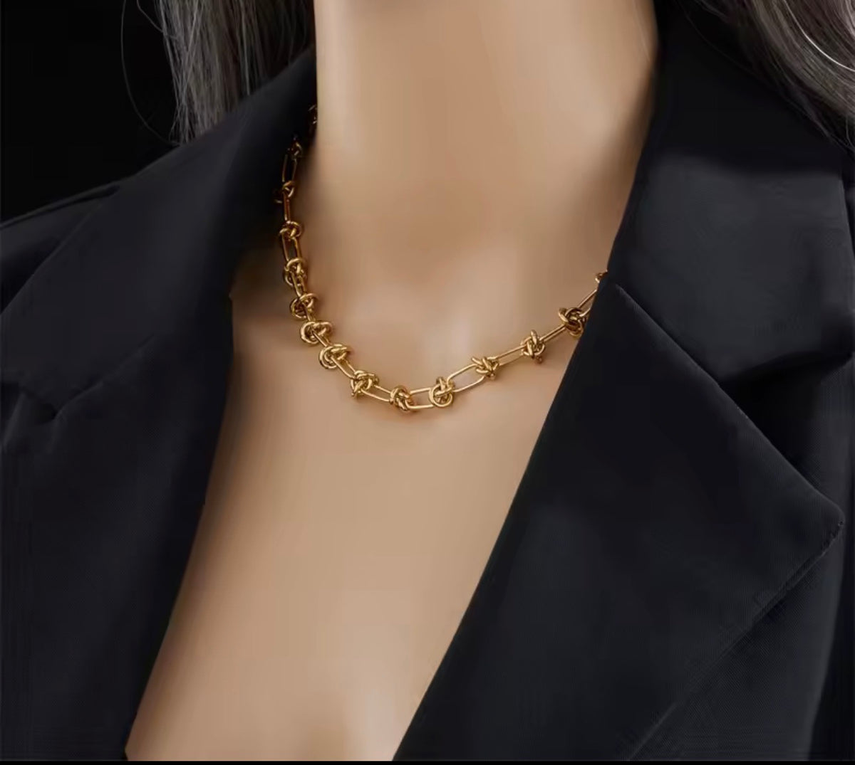 Stainless Steel Knot Link Necklace & Bracelet Set – Gold & Silver