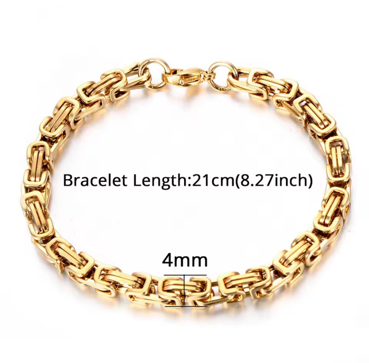 Men’s Stainless Steel Byzantine Chain Necklace & Bracelet   4mm