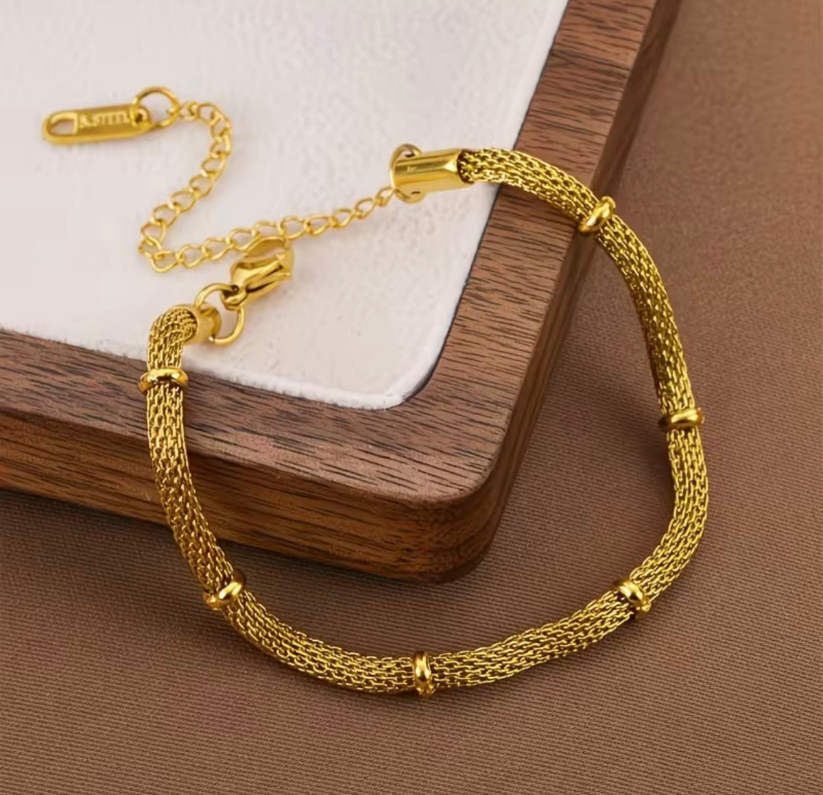 Elegant Mesh Chain Necklace & Bracelet Set   Stainless Steel