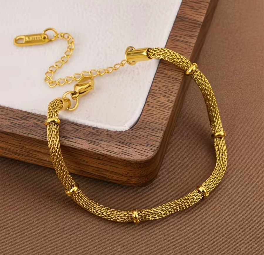 Elegant Mesh Chain Necklace & Bracelet Set   Stainless Steel