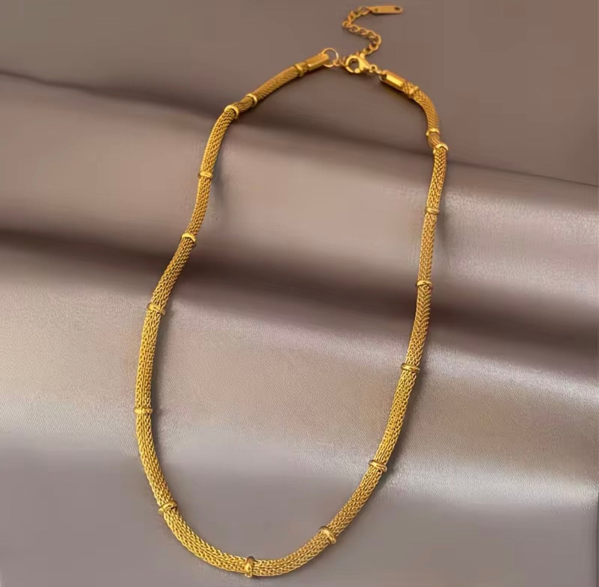 Elegant Mesh Chain Necklace & Bracelet Set   Stainless Steel