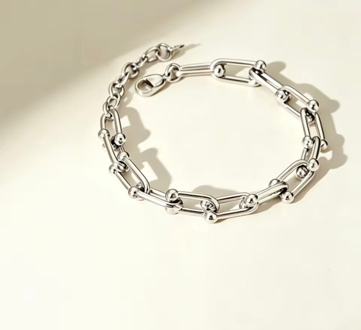Stainless Steel U-Link Jewelry Set – Necklace, Bracelet & Earrings