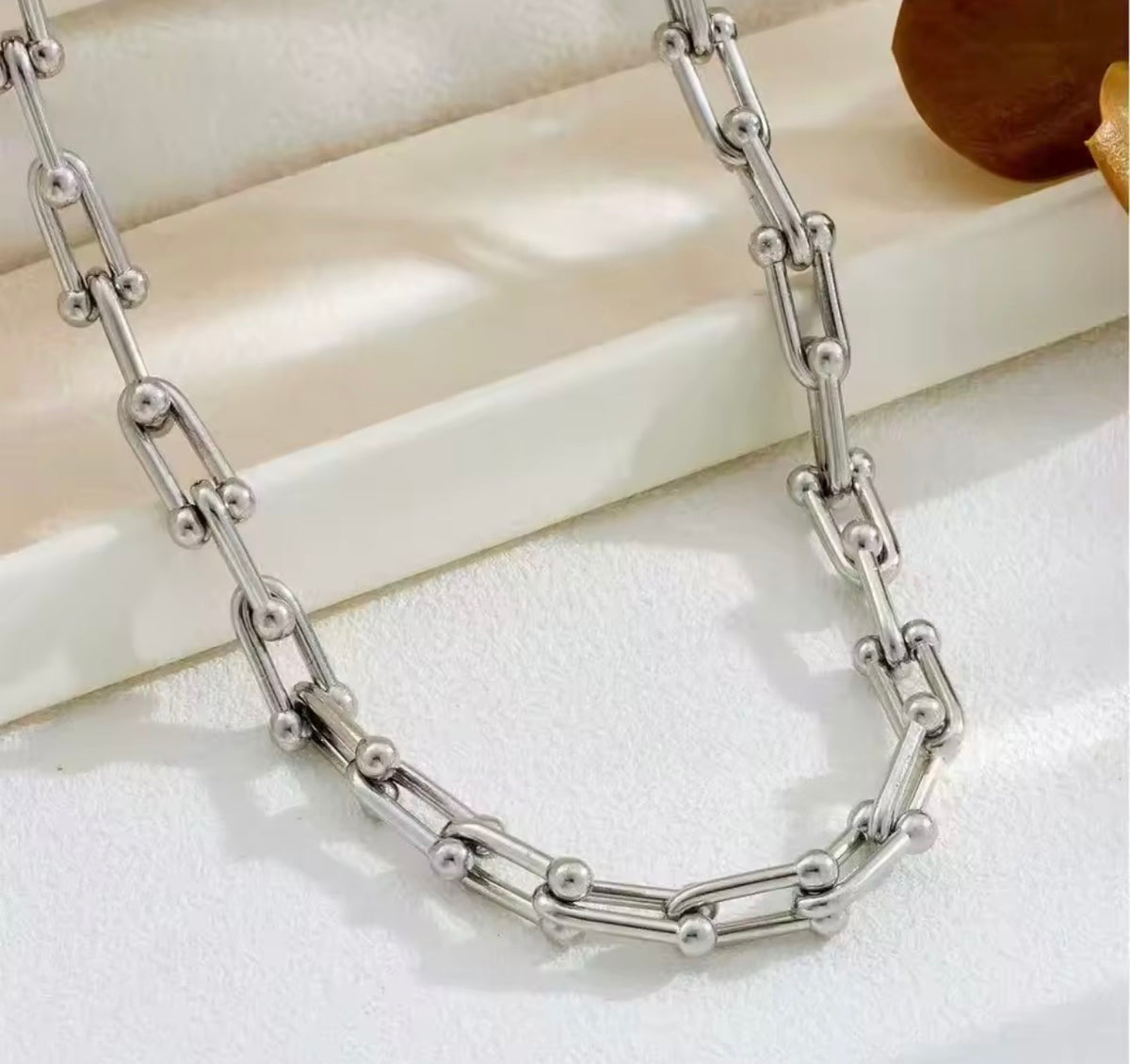 Stainless Steel U-Link Jewelry Set – Necklace, Bracelet & Earrings