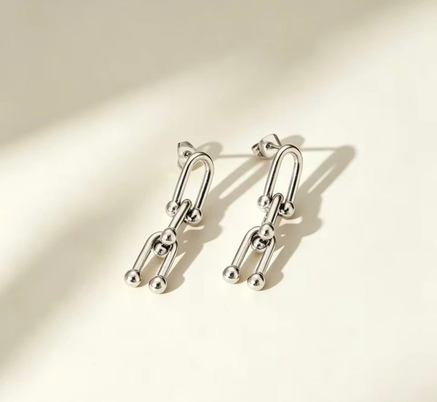 Stainless Steel U-Link Jewelry Set – Necklace, Bracelet & Earrings