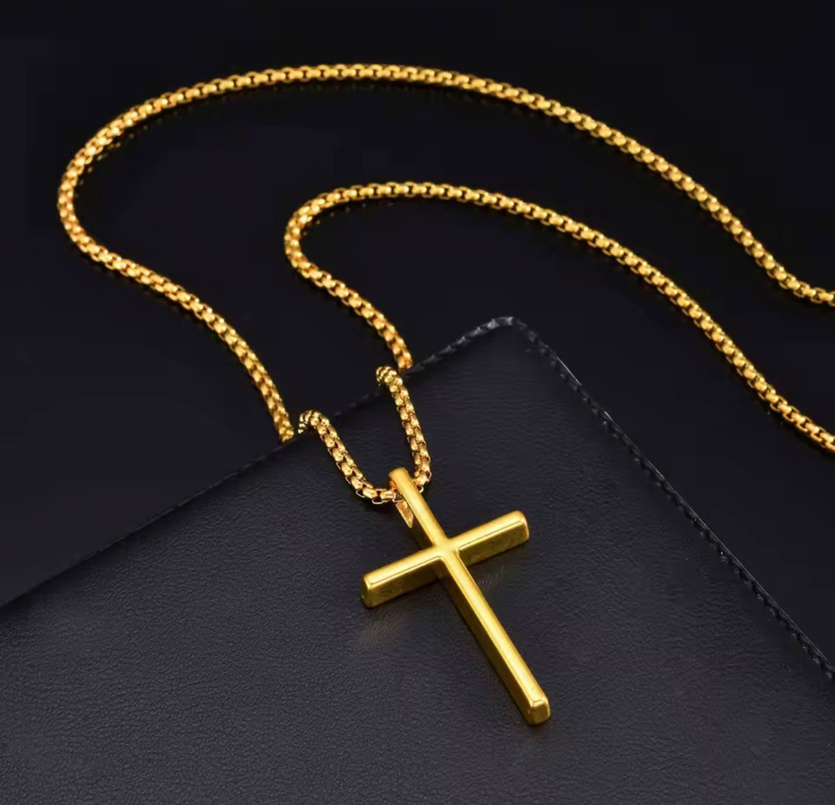 Men’s Stainless Steel Cross Necklace – Gold or Silver