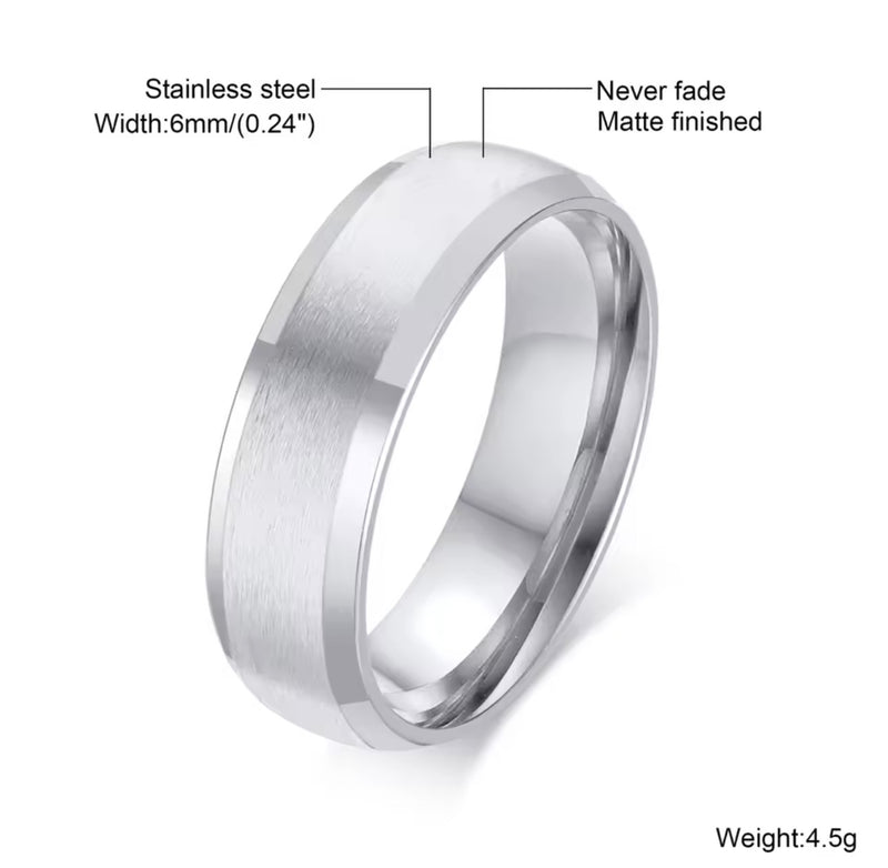 Men’s 6mm Stainless Steel Matte Band Ring