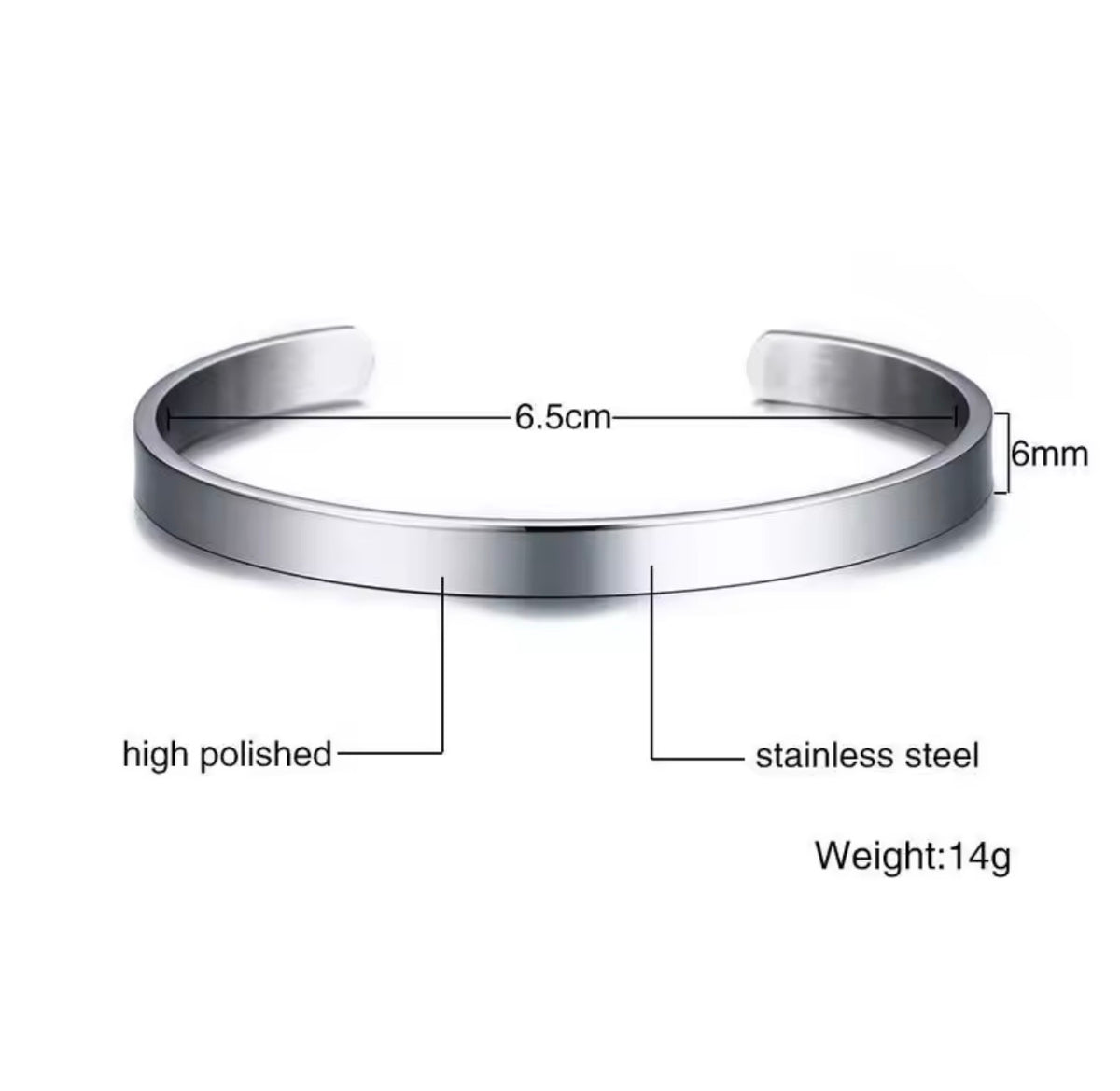 Men’s Stainless Steel Open Cuff Bracelet – Gold or Silver