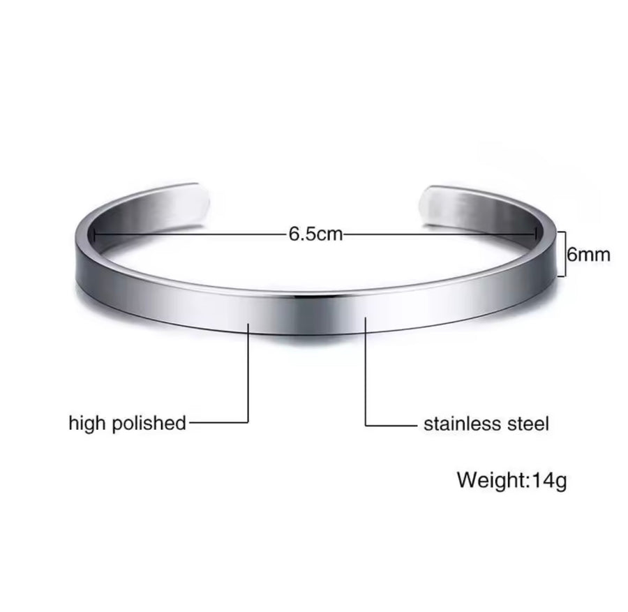 Men’s Stainless Steel Open Cuff Bracelet – Gold or Silver