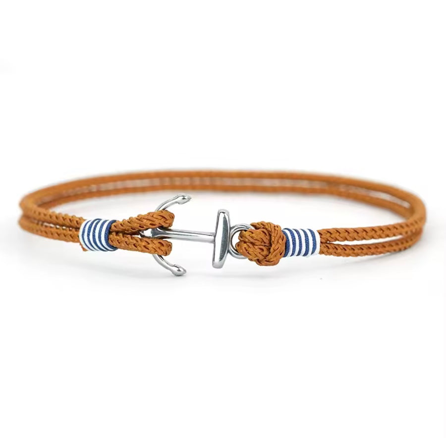 Men’s Nautical Anchor Rope Bracelet  Red or Khaki