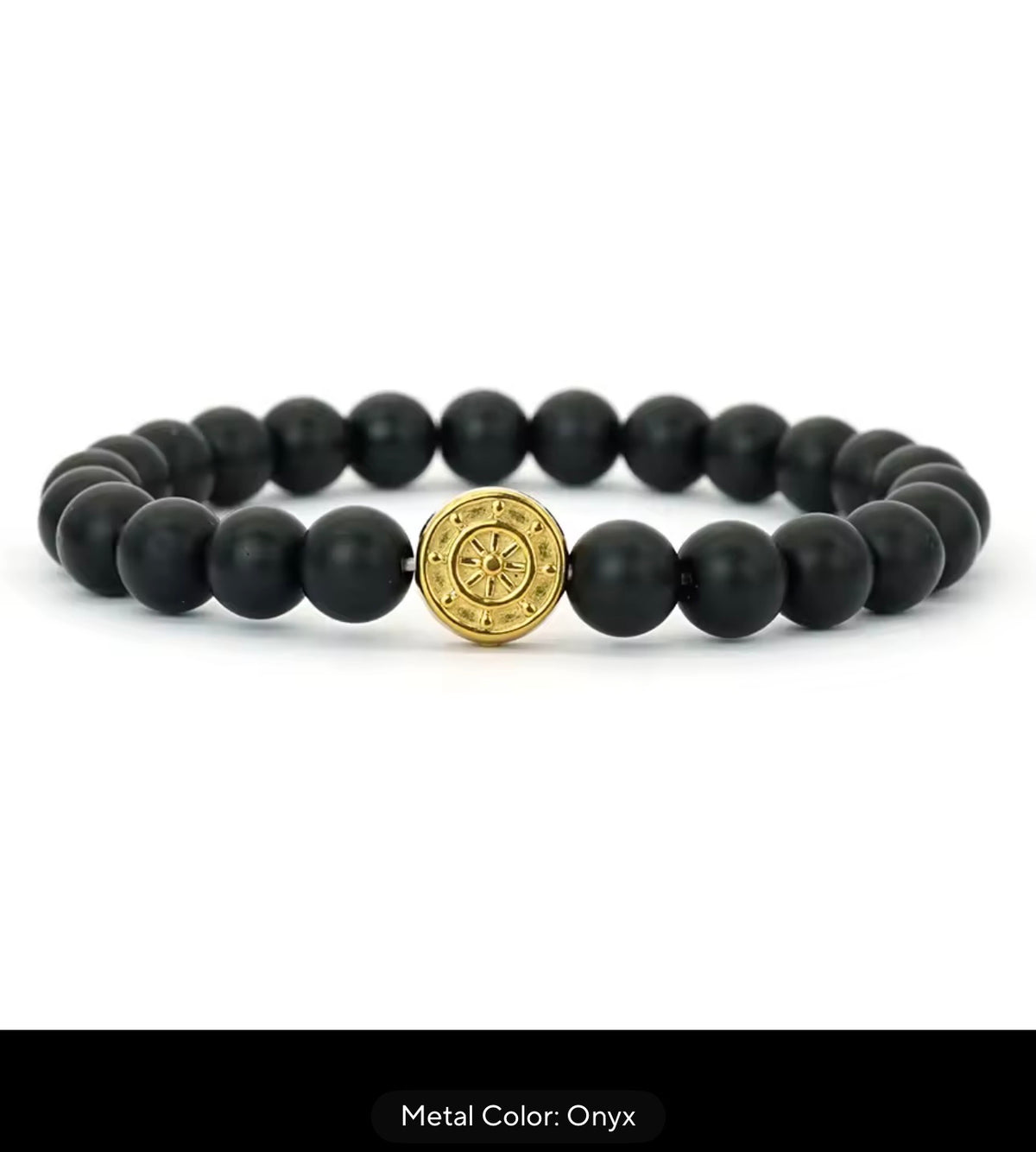 Men’s 8mm Beaded Stretch Bracelet – Onyx, Black Flash or Tiger Eye