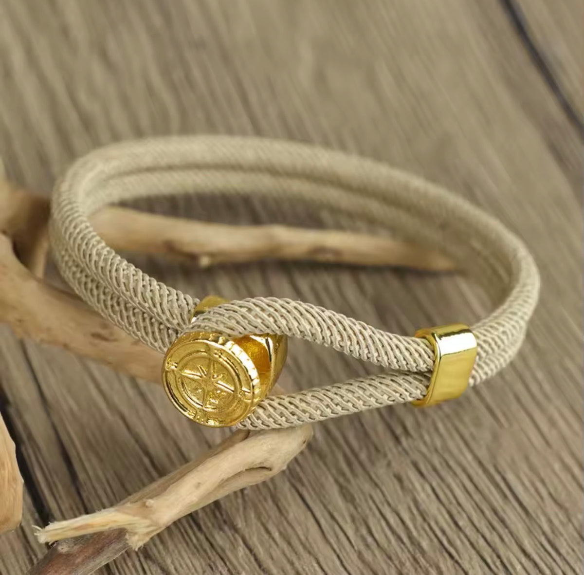 Men’s Compass Rope Bracelet – Stainless Steel