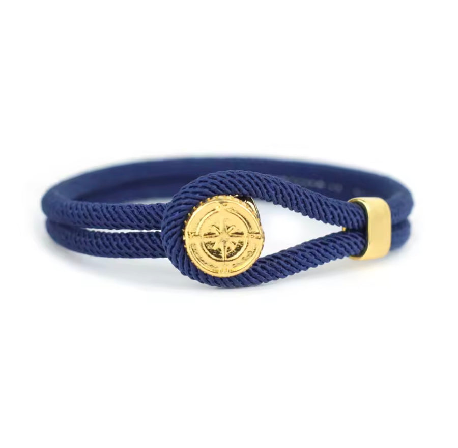 Men’s Compass Rope Bracelet – Stainless Steel