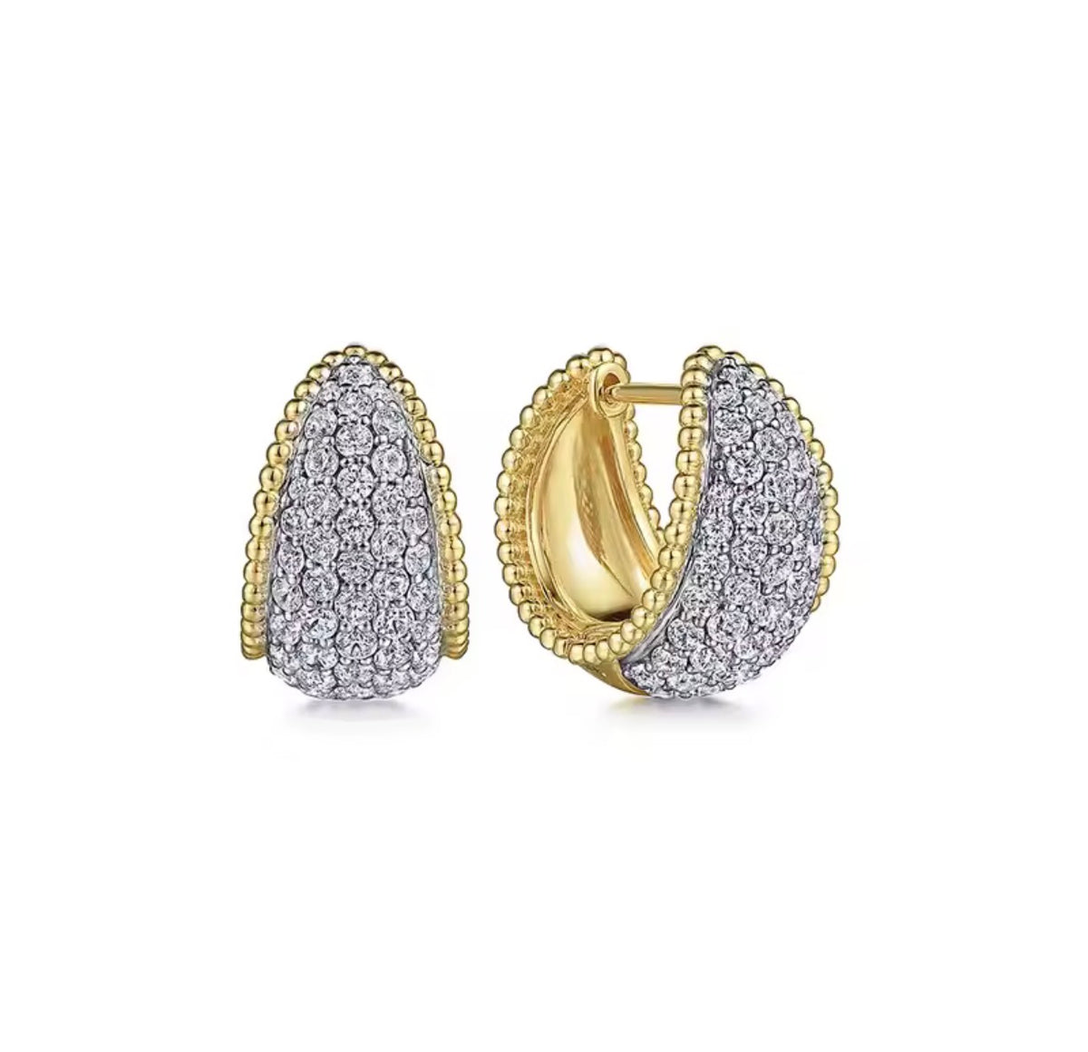 18K Gold Plated Clear Stone Hoop Earrings