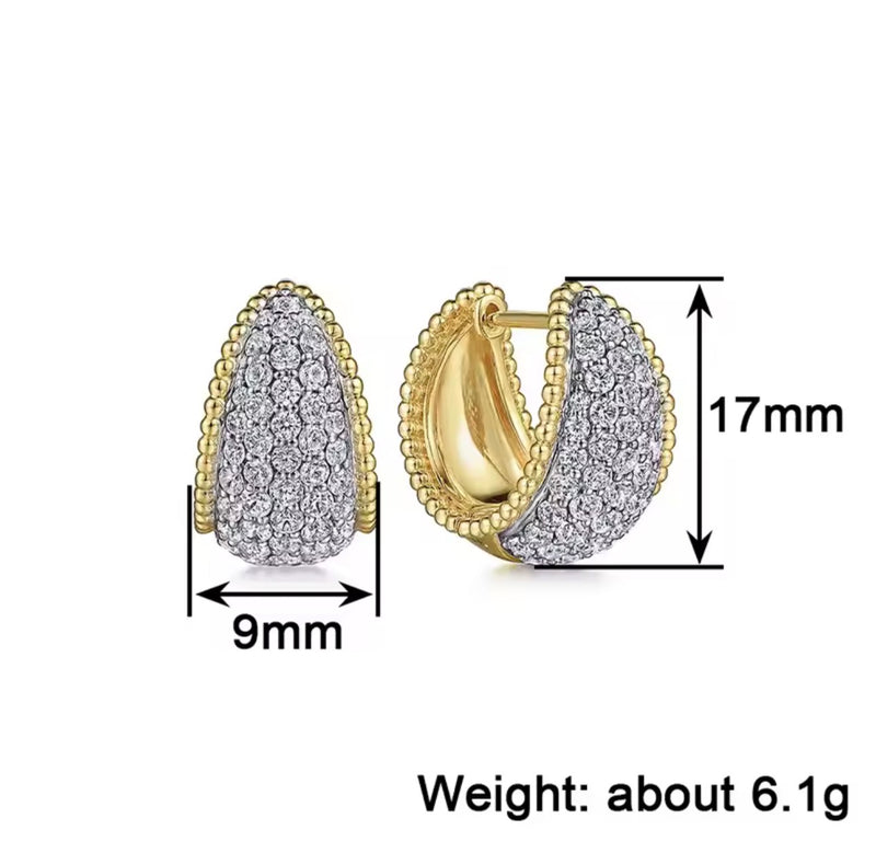 18K Gold Plated Clear Stone Hoop Earrings