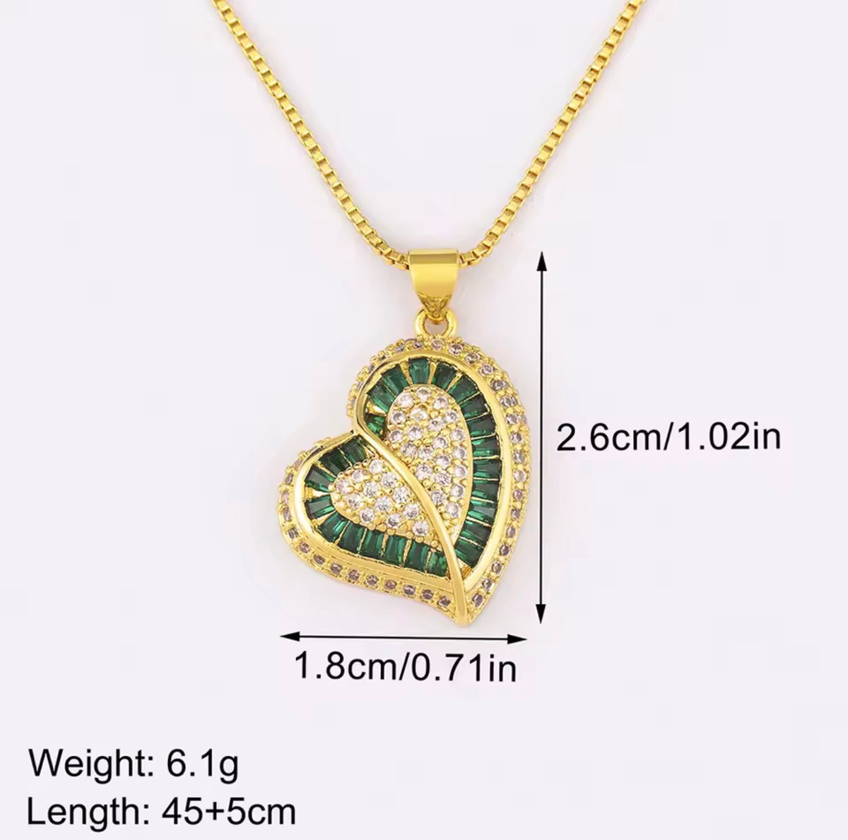 Colorful Double Heart Zirconia Necklace – Gold Tone