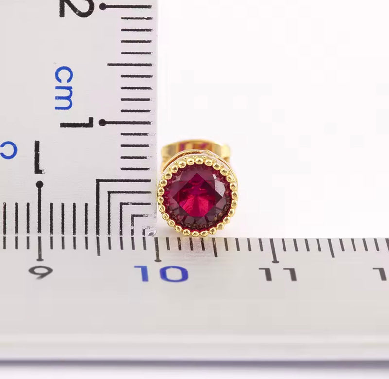 18K Gold Plated Round Crystal Stud Earrings for Women – Colorful Statement Earrings