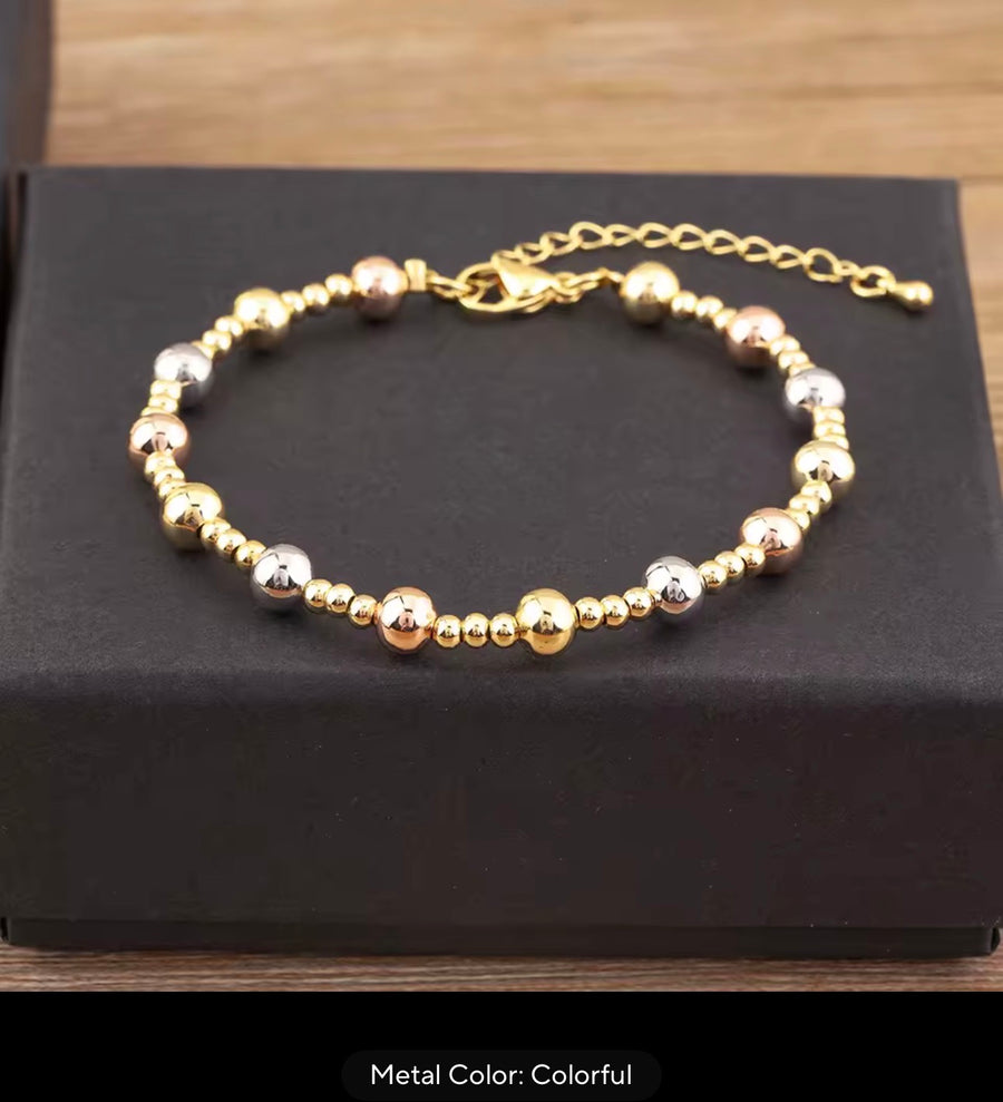 Beaded Necklace & Bracelet Collection – Gold, Silver & Three-Tone | 18K Gold Plated