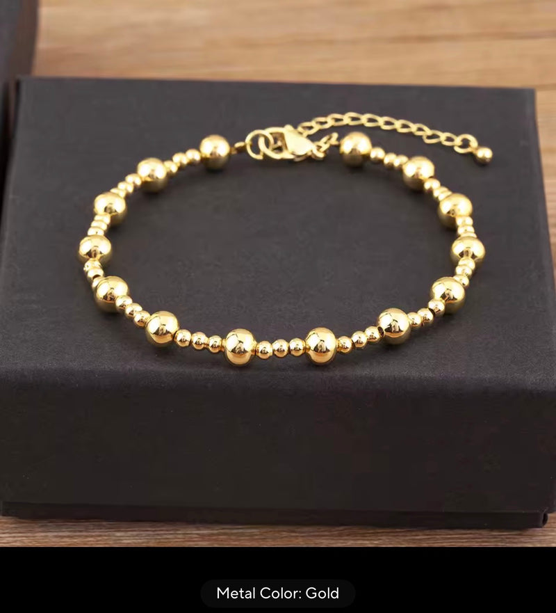 Beaded Necklace & Bracelet Collection – Gold, Silver & Three-Tone | 18K Gold Plated