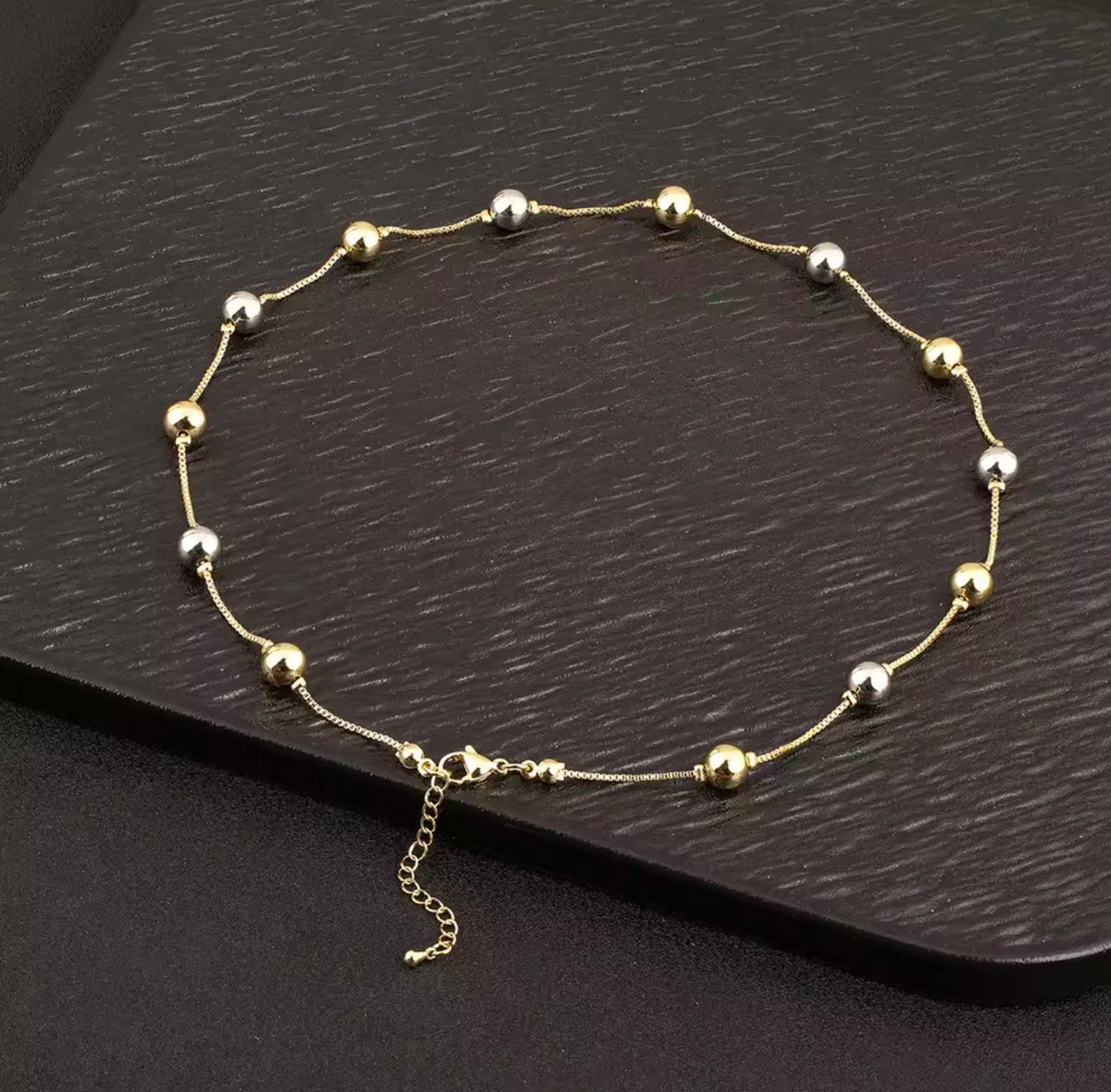 8mm Station Bead Necklace – 18K Gold Plated | Gold & Two-Tone