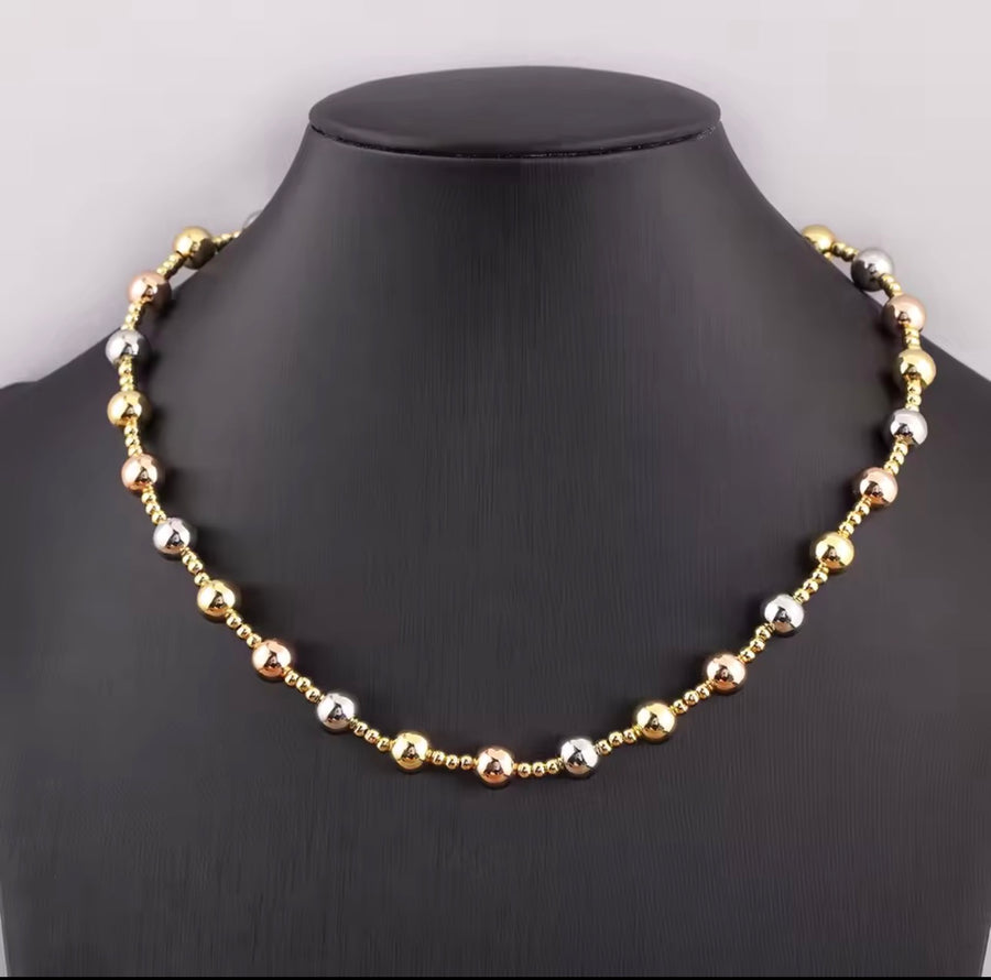 Beaded Necklace & Bracelet Collection – Gold, Silver & Three-Tone | 18K Gold Plated