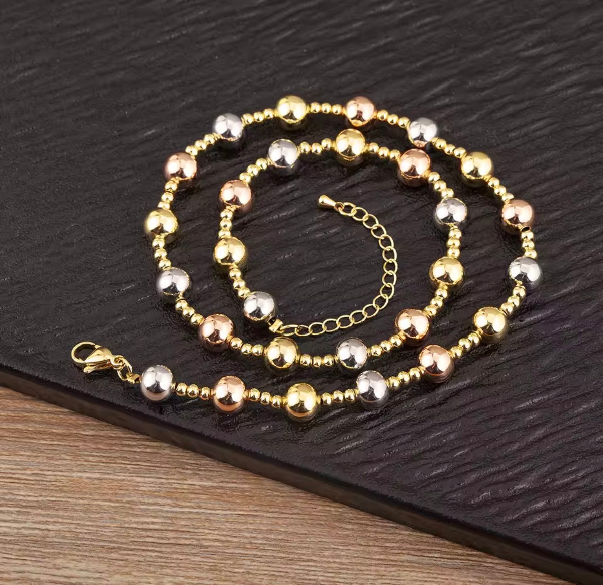 Beaded Necklace & Bracelet Collection – Gold, Silver & Three-Tone | 18K Gold Plated