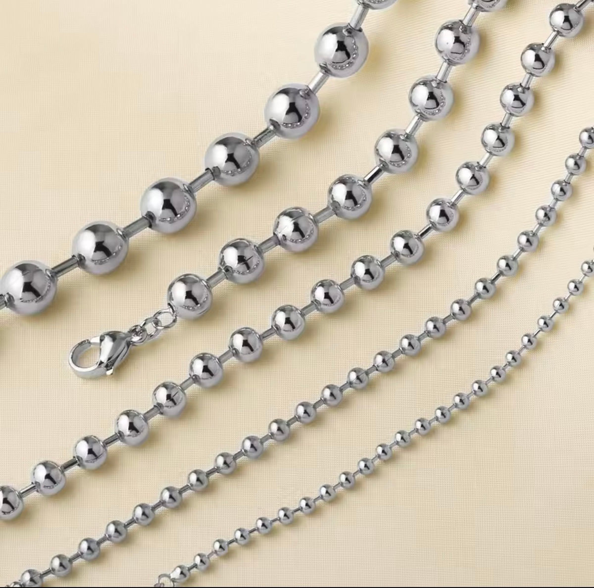 Silver Beaded Necklace, Silver Beaded Bracelet, Beaded Necklace, Beaded Bracelet, Ball Bead Necklace, Ball Bead Bracelet, Silver Tone Jewelry, 18K Gold Plated Jewelry, Layering Necklace, Stackable Bracelet, Necklace and Bracelet Set, 3mm Beads, 4mm Beads, 5mm Beads, 6mm Beads, 8mm Bracelet, Women's Jewelry, Daylux Accessories