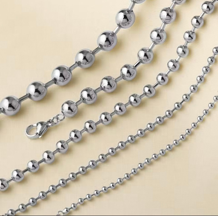 Silver Beaded Necklace, Silver Beaded Bracelet, Beaded Necklace, Beaded Bracelet, Ball Bead Necklace, Ball Bead Bracelet, Silver Tone Jewelry, 18K Gold Plated Jewelry, Layering Necklace, Stackable Bracelet, Necklace and Bracelet Set, 3mm Beads, 4mm Beads, 5mm Beads, 6mm Beads, 8mm Bracelet, Women's Jewelry, Daylux Accessories