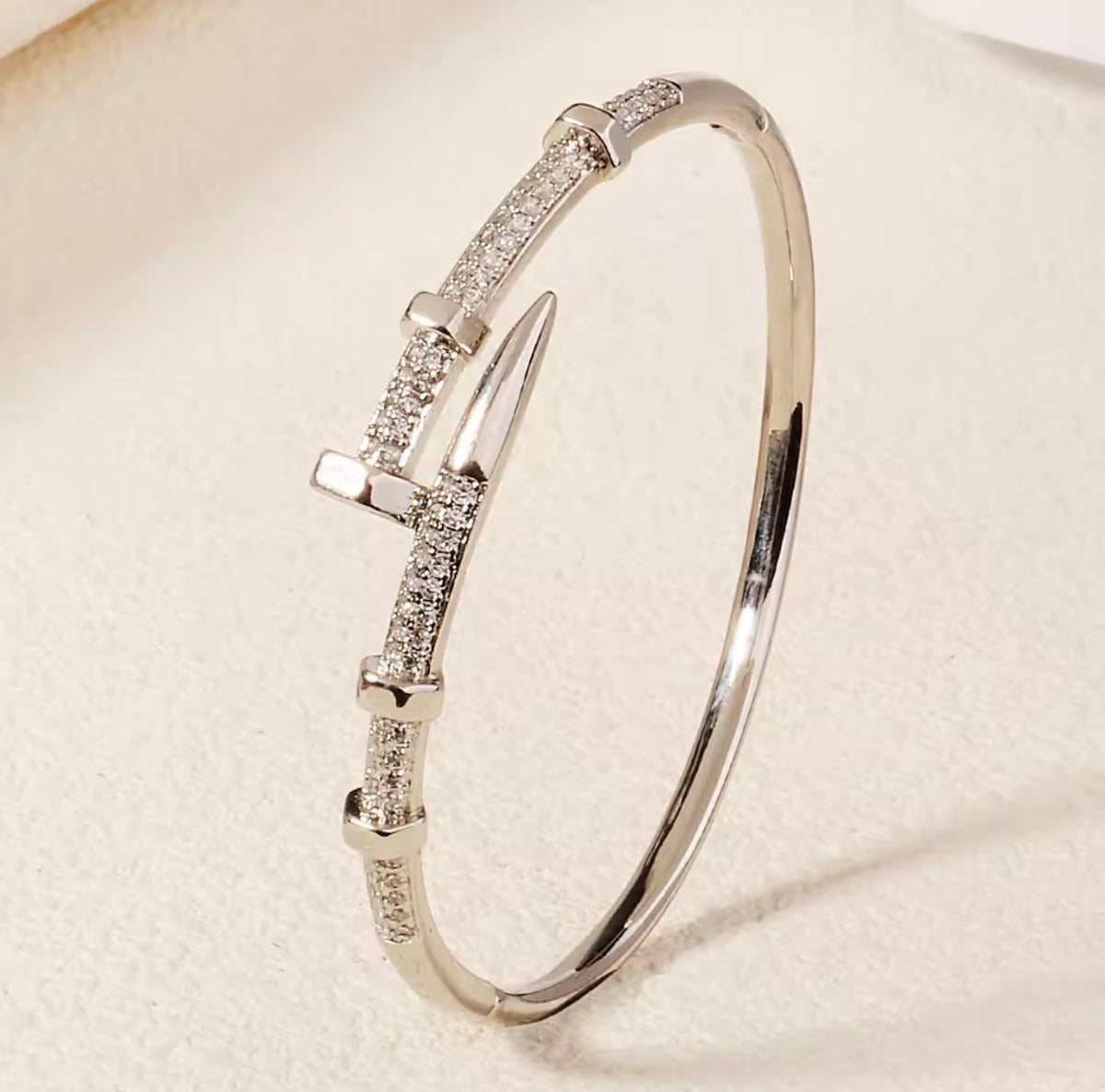 Crystal Nail Bangle  18K Gold Plated