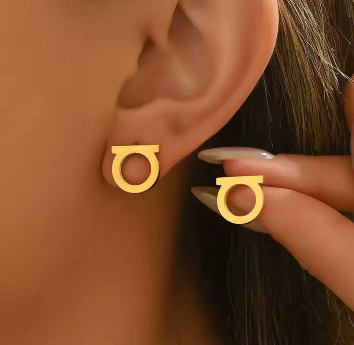 18K Gold Plated Stainless Steel Geometric Stud Earrings for Women