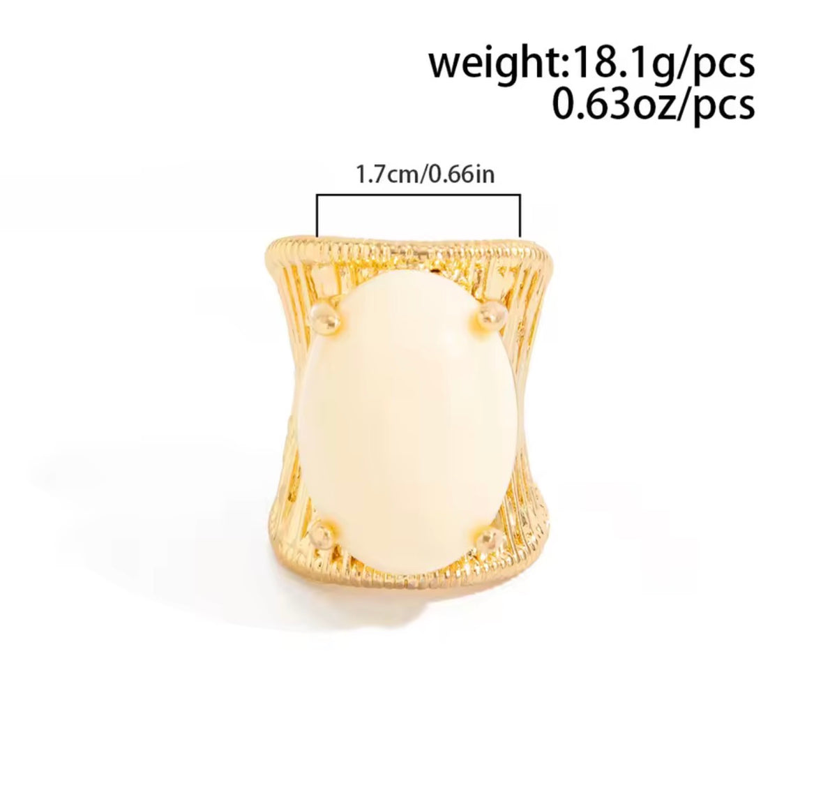 Gold Statement Ring for Women, Adjustable Fashion Ring