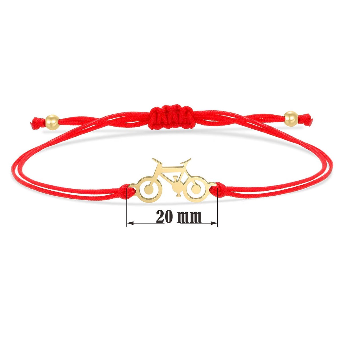 Bike Lover Adjustable Red String Bracelet – Stainless Steel Bicycle Charm