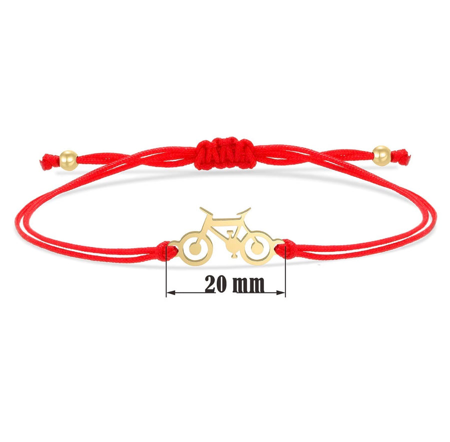 Bike Lover Adjustable Red String Bracelet – Stainless Steel Bicycle Charm