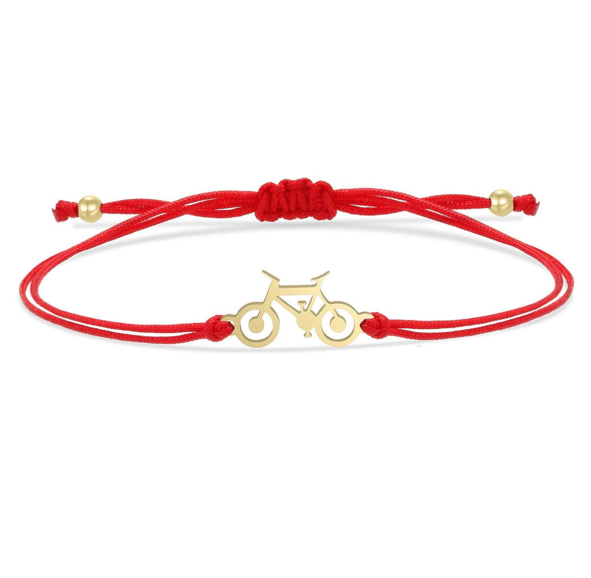 Bike Lover Adjustable Red String Bracelet – Stainless Steel Bicycle Charm